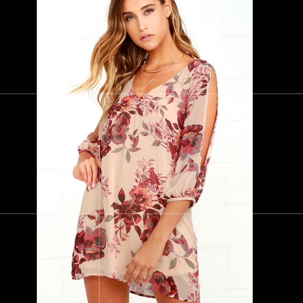 Shifting Dears Beige Floral Print Dress